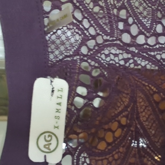 AG deep purple silk, lace size XS blouse. Like new . EUC - Picture 5 of 8